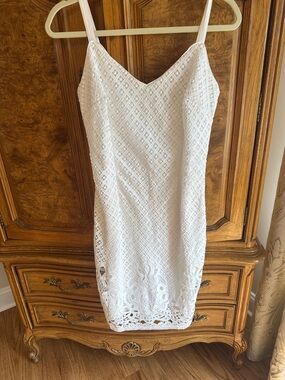 White House Black Market White Lace Midi Slip Dress